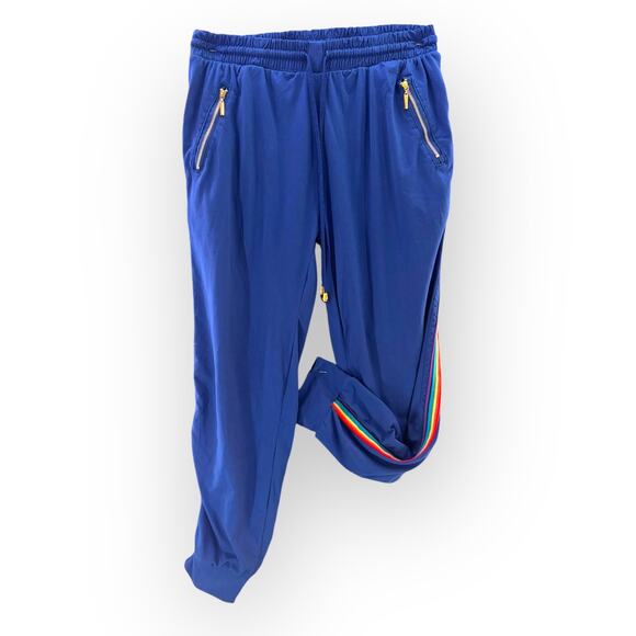Indero Retro Blue Rainbow Track Jogger Pant | Sz L NWOT | 80s 90s Y2K Streetwear - Picture 1 of 6